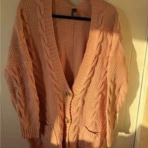 Agnes & Dora Peach Cable Knit Cardigan